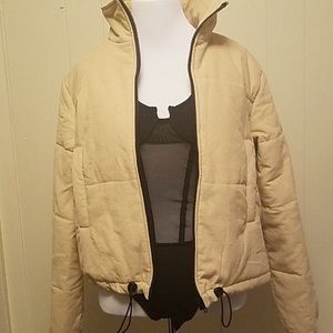 Beige corduroy puffer jacket